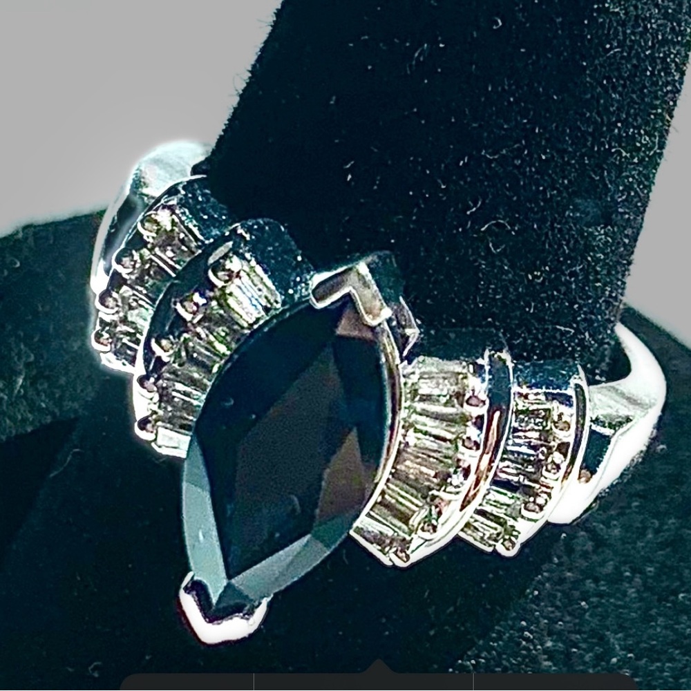 Diamond Sapphire/ Ring. 14k over SS